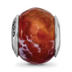 Sterling Silver 925 Antiqued Red Agate Bead with Shell Stone Elegant Style