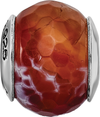 Sterling Silver Reflections Red Cracked Agate with Shell Stone Bead