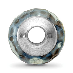 Sterling Silver 925 Antiqued Grey Agate Bead with Shell Stone