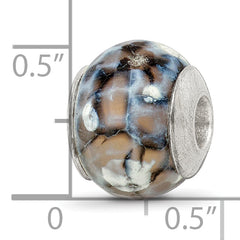 Sterling Silver 925 Antiqued Grey Agate Bead with Shell Stone