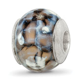 Sterling Silver Reflections Grey Cracked Agate with Shell Stone Bead