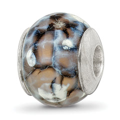 Sterling Silver Reflections Grey Cracked Agate with Shell Stone Bead