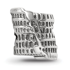 Sterling Silver 925 Colosseum Bead with Antiqued Finish Classic Solid Design