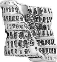 Sterling Silver 925 Colosseum Bead with Antiqued Finish Classic Solid Design