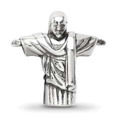Sterling Silver 925 Christ the Redeemer Bead with Antiqued Finish Solid Design