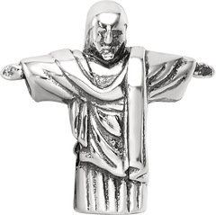 Sterling Silver 925 Christ the Redeemer Bead with Antiqued Finish Solid Design
