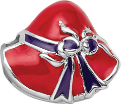 Sterling Silver 925 Red Hat Society Enameled Bead Polished Finish Solid Charm