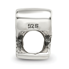 Sterling Silver 925 Kids Tennis Racquet Bead with Antiqued Finish