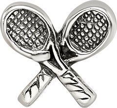 Sterling Silver 925 Kids Tennis Racquet Bead with Antiqued Finish