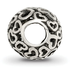 Sterling Silver 925 Bali Heart Bead with Antiqued Finish 10mm