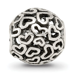 Sterling Silver 925 Bali Heart Bead with Antiqued Finish 10mm