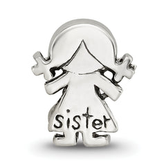 Sterling Silver 925 Little Sister Bead with Polished Finish Solid Charm
