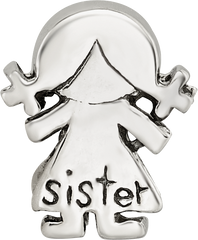 Sterling Silver 925 Little Sister Bead with Polished Finish Solid Charm