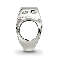 Sterling Silver 925 Polished Bead with Cutout Hearts Elegant Design