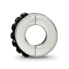 Sterling Silver 925 Black Preciosa Crystal Bead with Polished Finish
