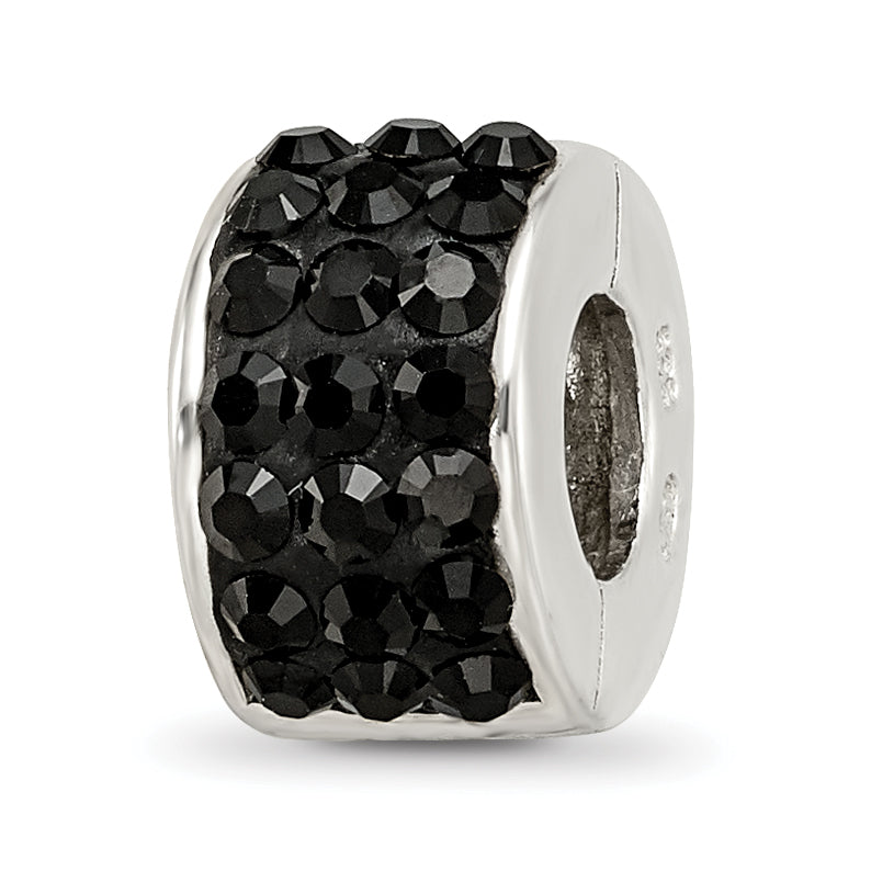 Sterling Silver Reflections Black Preciosa Crystal Bead
