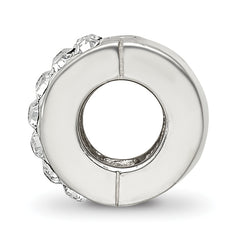 Sterling Silver 925 Bead with White Preciosa Crystal Polished Finish