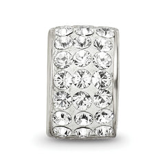Sterling Silver 925 Bead with White Preciosa Crystal Polished Finish