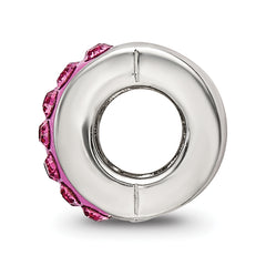 Sterling Silver 925 Pink Crystal Bead with Polished Finish Elegant Style