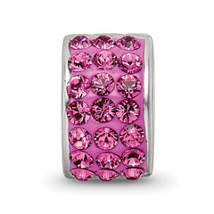 Sterling Silver 925 Pink Crystal Bead with Polished Finish Elegant Style