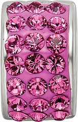 Sterling Silver 925 Pink Crystal Bead with Polished Finish Elegant Style