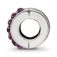Sterling Silver 925 Bead with Polished Purple Crystal Elegant and Refined