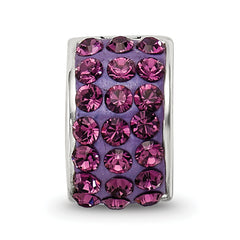 Sterling Silver 925 Bead with Polished Purple Crystal Elegant and Refined