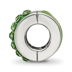 Sterling Silver 925 Green Preciosa Crystal Bead with Solid Casted Design