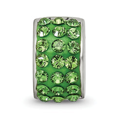 Sterling Silver 925 Green Preciosa Crystal Bead with Solid Casted Design