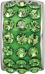 Sterling Silver 925 Green Preciosa Crystal Bead with Solid Casted Design