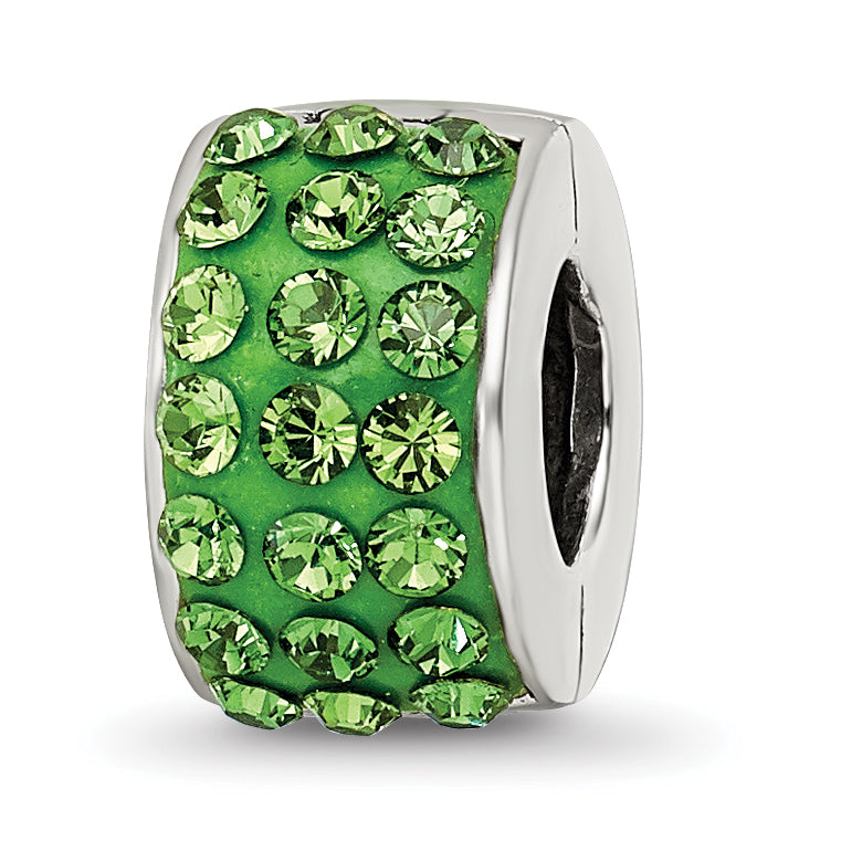 Sterling Silver Refletions Green Preciosa Crystal Bead