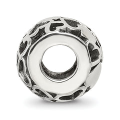 Sterling Silver 925 Antiqued Hearts Bali Bead Solid Vintage Design