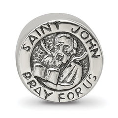 Sterling Silver 925 Saint John Prayer Bead with Antiqued Finish Solid Cast Design