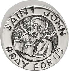 Sterling Silver 925 Saint John Prayer Bead with Antiqued Finish Solid Cast Design