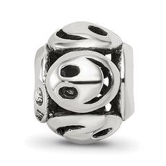 Sterling Silver 925 Smiley Faces Bead with Antiqued Finish Solid Cast