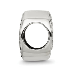 Sterling Silver 925 Faith Bead with Antiqued Finish Solid Themed Design