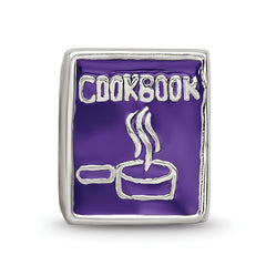 Sterling Silver 925 Purple Enameled Cookbook Bead Polished Finish