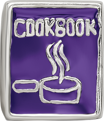 Sterling Silver 925 Purple Enameled Cookbook Bead Polished Finish
