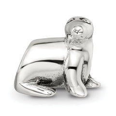 Sterling Silver 925 Antiqued Sea Lion Bead with Solid Cast Design