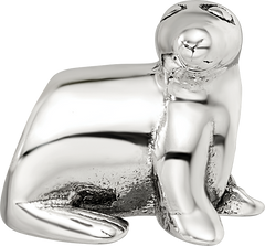 Sterling Silver 925 Antiqued Sea Lion Bead with Solid Cast Design