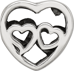 Sterling Silver 925 Two Hearts Bead with Polished Finish Elegant Gift Ready