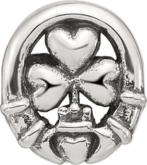 Sterling Silver 925 Three Leaf Clover Bead with Polished Finish Elegant Charm