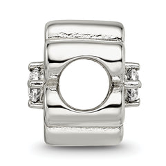 Sterling Silver 925 Four Leaf Clover Bead with CZ, Polished Finish, Lucky Charm