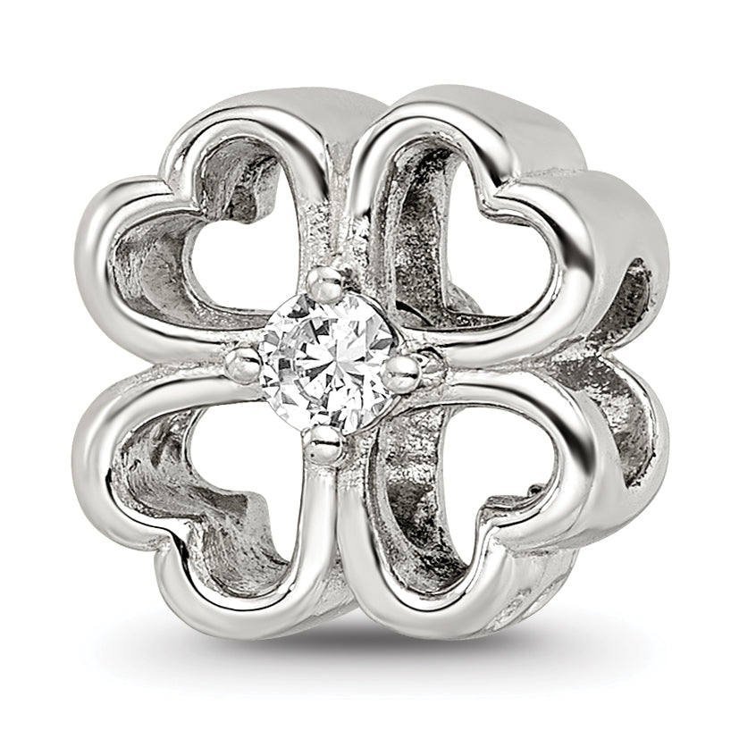 Sterling Silver Reflections Four Leaf Clover w/ CZ Bead