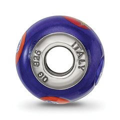 Sterling Silver 925 Blue Glass Bead with Decorative Accents Elegant Style