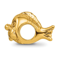 Sterling Silver Gold-Plated Fish Bead with Polished Finish Elegant & Symbolic Charm