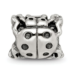 Sterling Silver 925 Ladybug Bead with Antiqued Finish for Luck and Charm