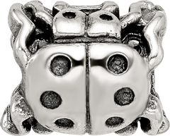 Sterling Silver 925 Ladybug Bead with Antiqued Finish for Luck and Charm