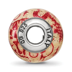 Sterling Silver 925 Decorative Red Glass Bead with Polished Finish