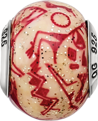 Sterling Silver 925 Decorative Red Glass Bead with Polished Finish